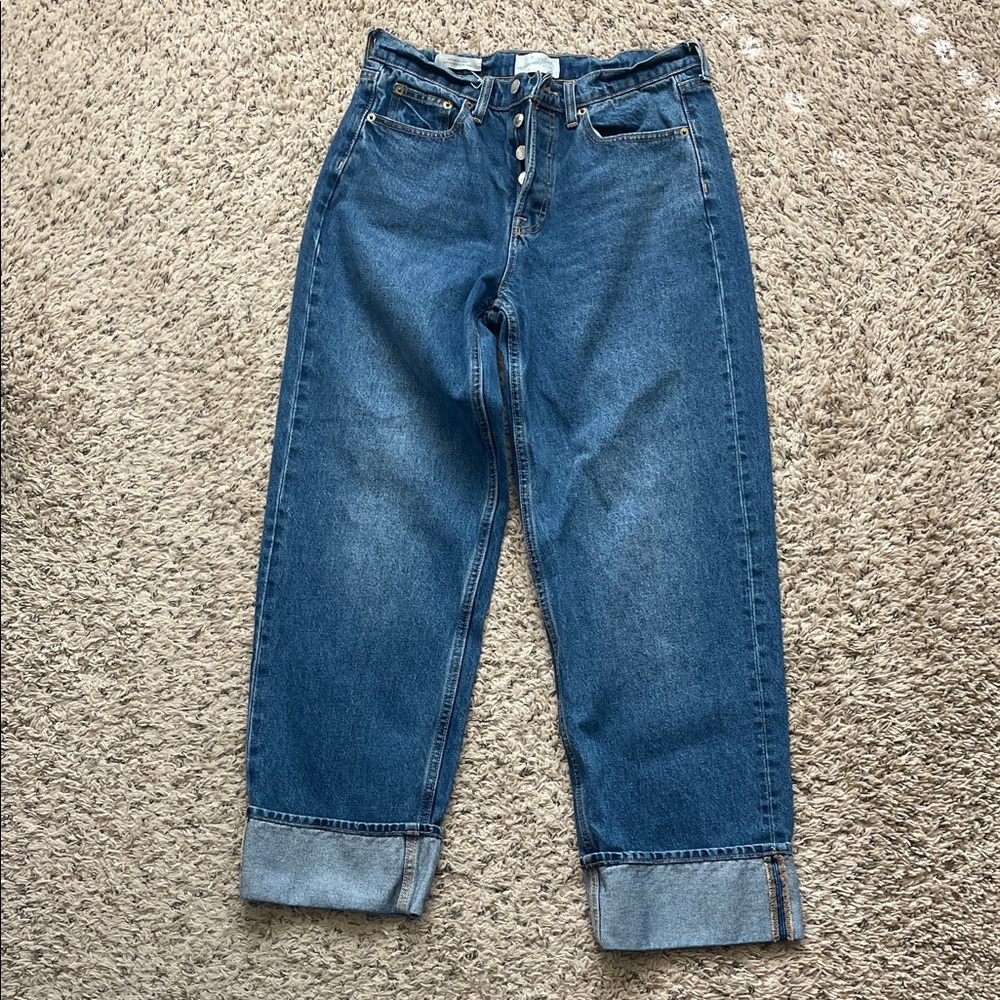 Universal Thread Blue Boyfriend Jeans with Cuffed Hem
